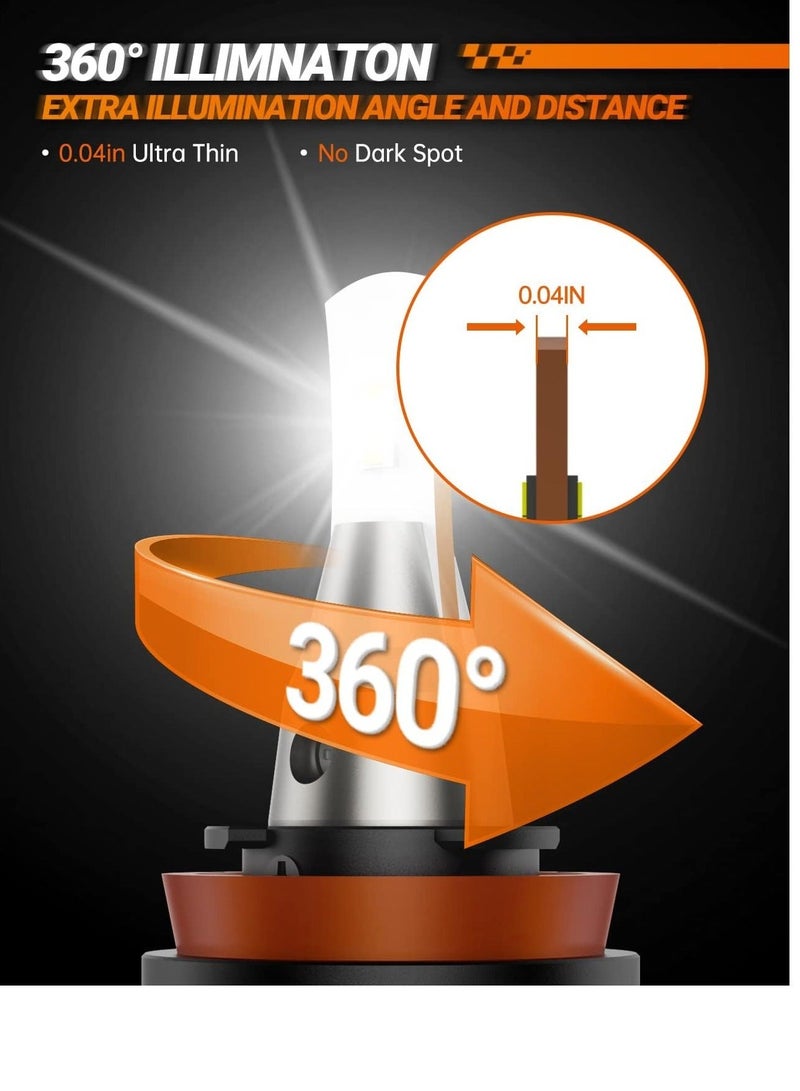 Loquat L2 H11/H8/H9/H16 Bulbs, 24000LM 800% Super Bright and Focused Beam Bulb with 15000RPM Cooling Fan, 5 Min Plug-N-Play, Powersports Accessory Lights (Pack of 2) - Image 3