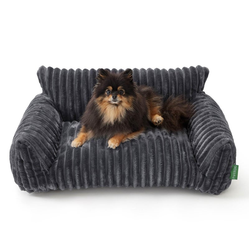 FWERDG Cute Couch Bed for Pets, Supportive Cat Sofa for Indoor Cats, Medium Dog Sofa Bed for Medium Dogs, Grey, 30 inches - Image 1