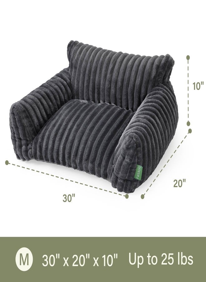 FWERDG Cute Couch Bed for Pets, Supportive Cat Sofa for Indoor Cats, Medium Dog Sofa Bed for Medium Dogs, Grey, 30 inches - Image 5
