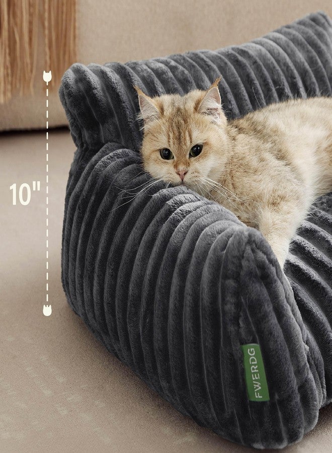 FWERDG Cute Couch Bed for Pets, Supportive Cat Sofa for Indoor Cats, Medium Dog Sofa Bed for Medium Dogs, Grey, 30 inches - Image 3