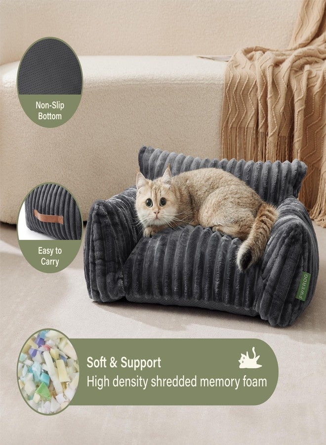FWERDG Cute Couch Bed for Pets, Supportive Cat Sofa for Indoor Cats, Medium Dog Sofa Bed for Medium Dogs, Grey, 30 inches - Image 4