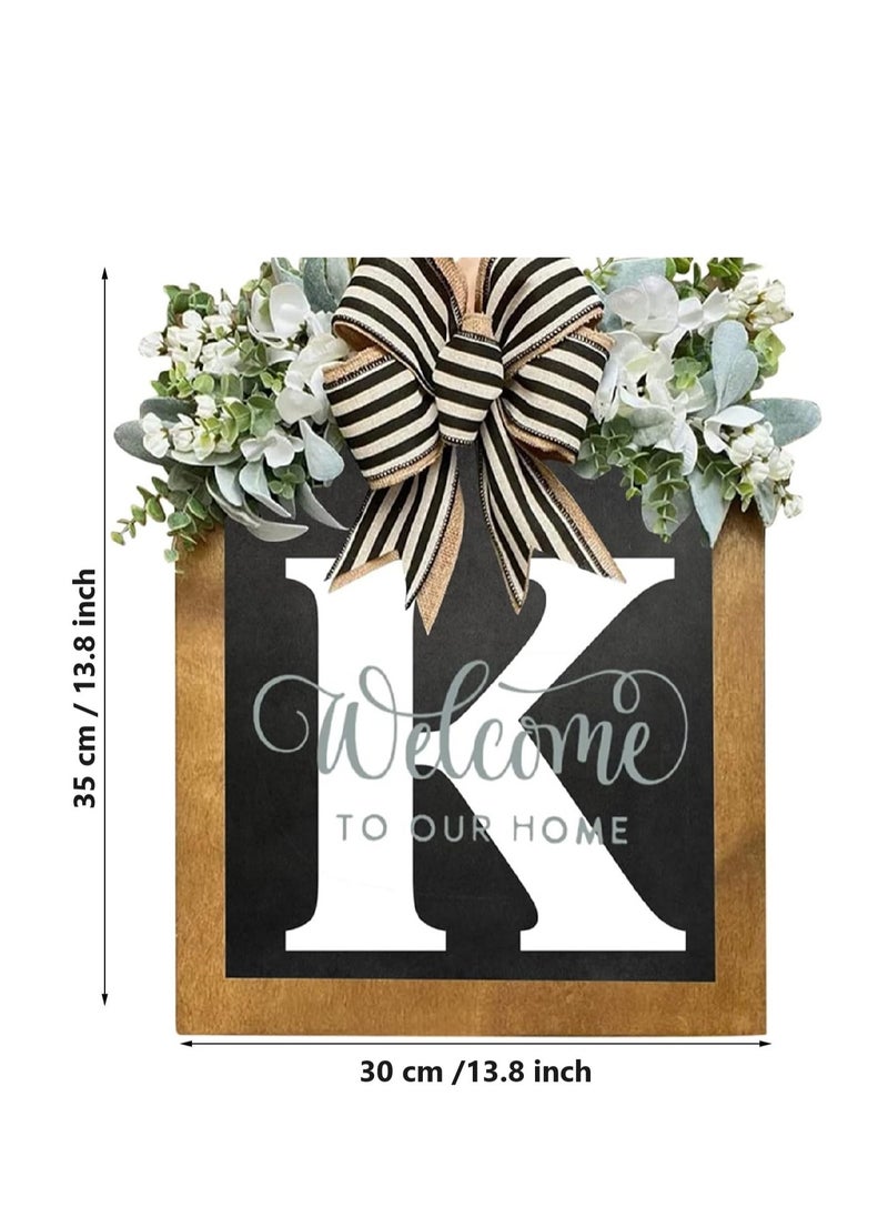 Y&D Welcome Sign Creative Bowknot Letter Wreath In Front Of The Door Outdoor Decoration Props For The Courtyard 35x40CM  - Image 2