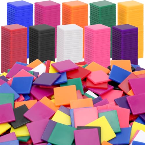 Coopay 1000 Pcs Plastic Square Color Tiles Bingo Chips Poker Chips Color Sorting Math Counters Game Tokens Counting Manipulatives for Kids Elementary School Classroom Learning Development Toys - Image 1