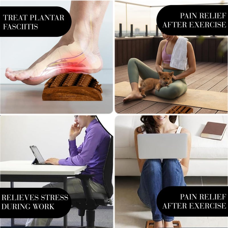 Brookstone مدلك قدم بروكستون لراحة التهاب اللفافة الأخمصية - أسطوانة تدليك خشبية لصحة القدم - تحفيز ردود الفعل وتخفيف التوتر - هدية مثالية للأم، الأب، كبار السن - Image 5