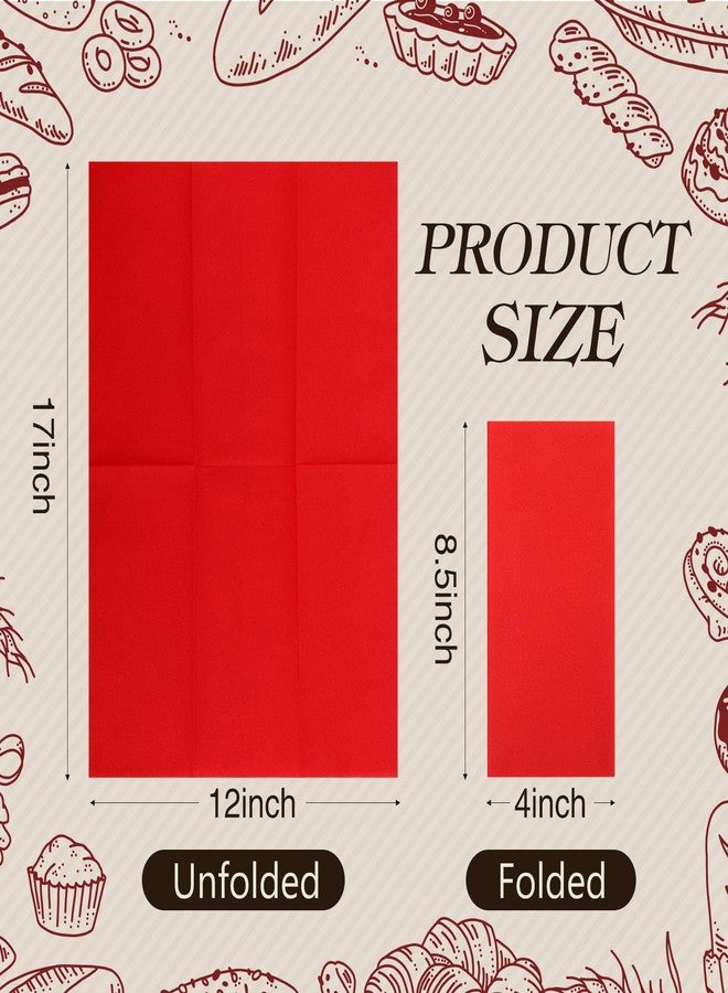 Qilery 100 Pcs Linen Feel Disposable Dinner Napkins Decorative Paper Napkin 17"x12" Paper Soft Hand Towel Absorbent Disposable Guest Towel for Kitchen Wedding Party(Red) - Image 2