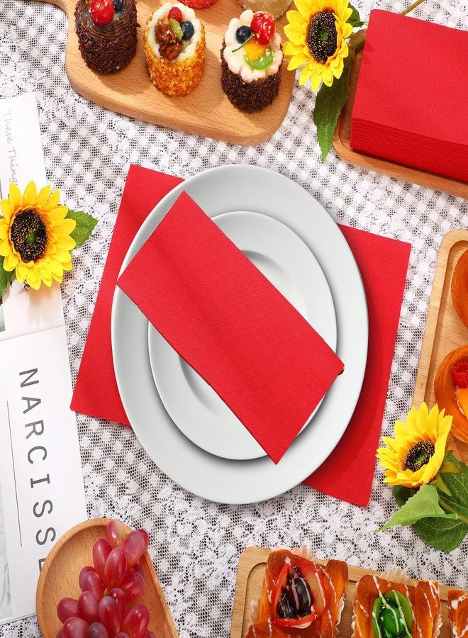 Qilery 100 Pcs Linen Feel Disposable Dinner Napkins Decorative Paper Napkin 17"x12" Paper Soft Hand Towel Absorbent Disposable Guest Towel for Kitchen Wedding Party(Red) - Image 4