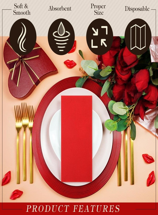 Qilery 100 Pcs Linen Feel Disposable Dinner Napkins Decorative Paper Napkin 17"x12" Paper Soft Hand Towel Absorbent Disposable Guest Towel for Kitchen Wedding Party(Red) - Image 5