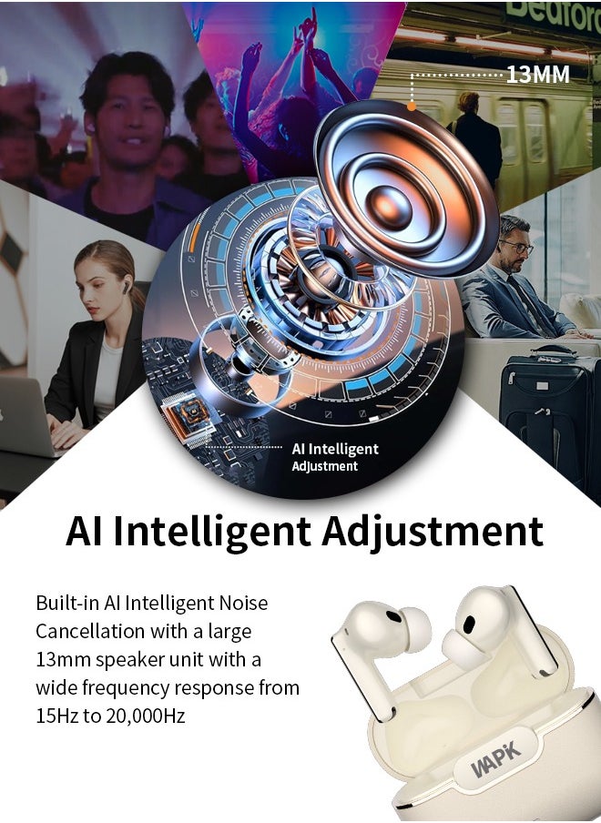 Korean Brand RS6 True Wireless Earpods, 6 Mics Hybrid ANC with AI Wind Noise Reduction, -42dB Noise Cancelling, Transparency Mode, Normal Mode, ANC Mode, 30-Hour Battery Life, Bluetooth 5.4, IPX5 Waterproof, Powerful Bass, Beige. - pzsku/Z0A3673A7771DBAA34B02Z/45/_/1737530176/37e5b0c5-0a9d-435a-9649-d434ee5d4c81