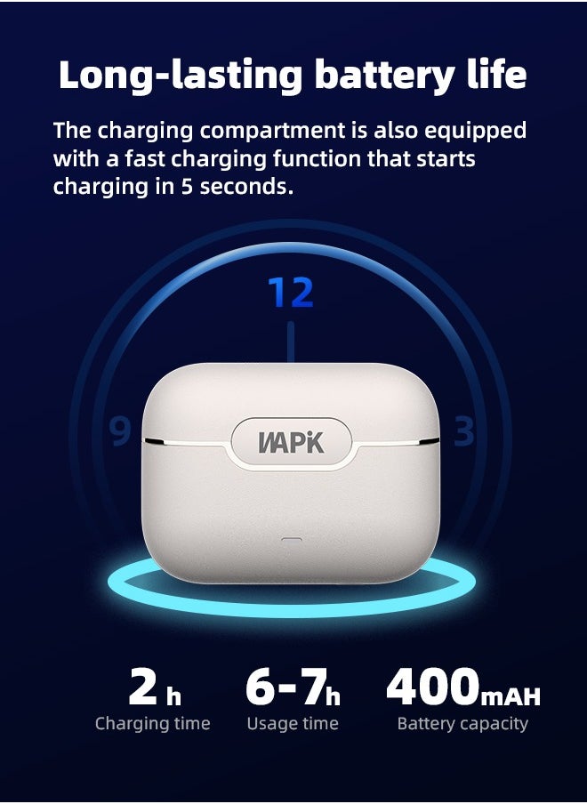 Korean Brand RS6 True Wireless Earpods, 6 Mics Hybrid ANC with AI Wind Noise Reduction, -42dB Noise Cancelling, Transparency Mode, Normal Mode, ANC Mode, 30-Hour Battery Life, Bluetooth 5.4, IPX5 Waterproof, Powerful Bass, Beige. - pzsku/Z0A3673A7771DBAA34B02Z/45/_/1737530196/b137c660-7268-498c-a06e-21a437c20726