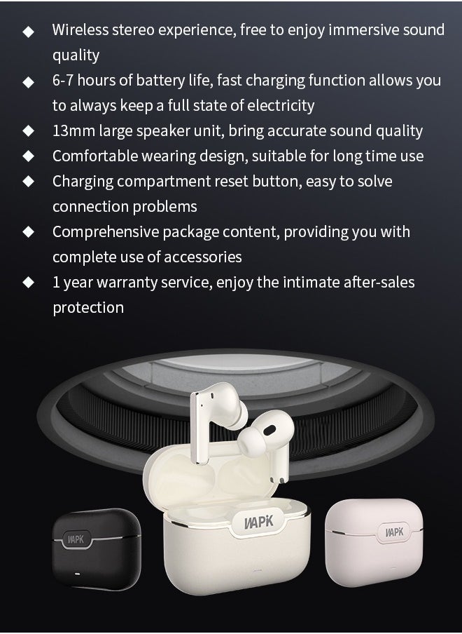 Korean Brand RS6 True Wireless Earpods, 6 Mics Hybrid ANC with AI Wind Noise Reduction, -42dB Noise Cancelling, Transparency Mode, Normal Mode, ANC Mode, 30-Hour Battery Life, Bluetooth 5.4, IPX5 Waterproof, Powerful Bass, Beige. - pzsku/Z0A3673A7771DBAA34B02Z/45/_/1737530208/bced4fcf-5307-417c-913a-69383aaaab3f