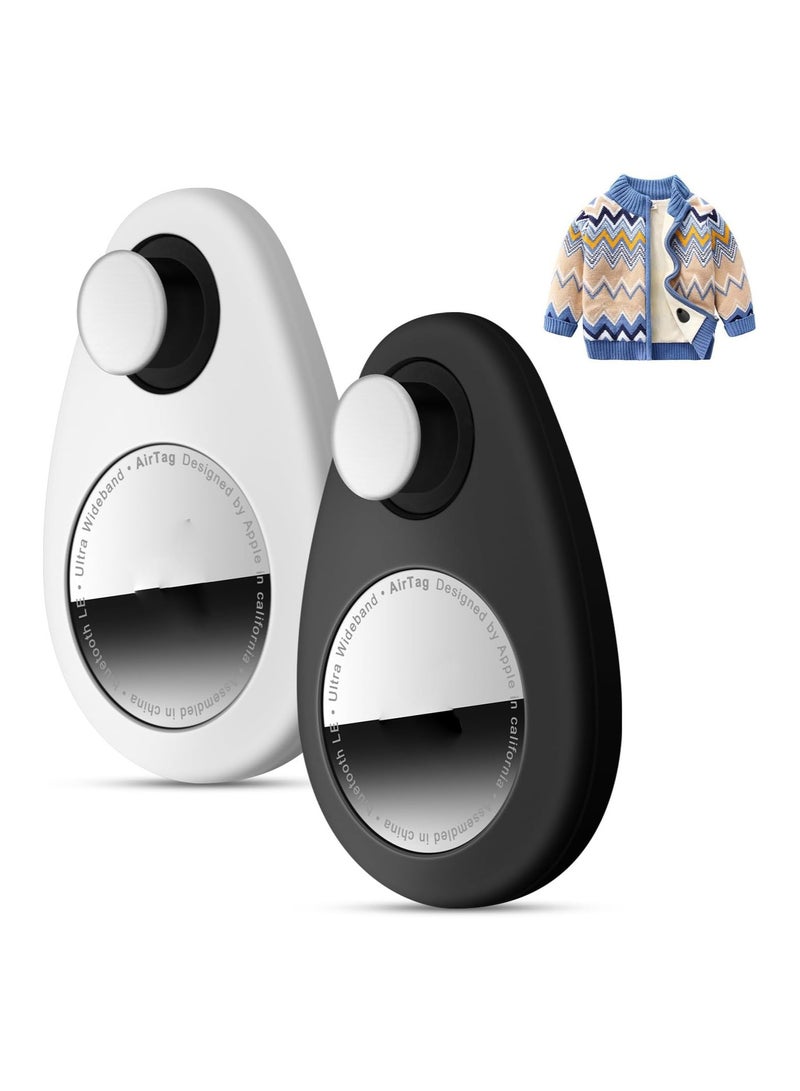SOLARAE 2-Pack Airtag Holder for Kids, Hidden Silicone Case with Pins, Wear-Resistant and Anti-Removal Design, Ideal for Children, Elderly, Pets, Backpacks, and Luggage (White & Black) - Image 5