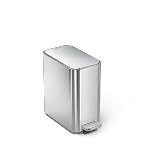 simplehuman Small Bathroom Trash Can with Lid, Stainless Steel Waste Basket, 5 Liter / 1.3 Gallon, Brushed - Image 1