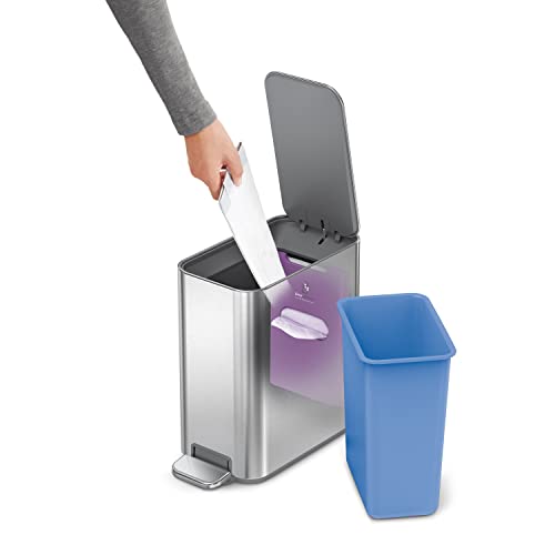 simplehuman Small Bathroom Trash Can with Lid, Stainless Steel Waste Basket, 5 Liter / 1.3 Gallon, Brushed - Image 3