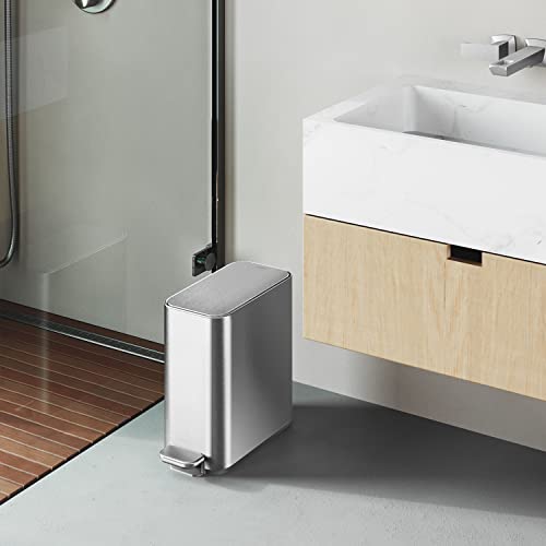 simplehuman Small Bathroom Trash Can with Lid, Stainless Steel Waste Basket, 5 Liter / 1.3 Gallon, Brushed - Image 4