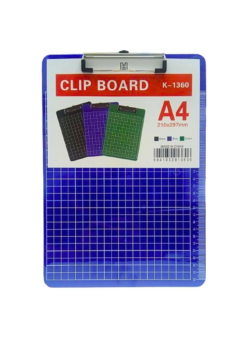 Plastic Clip Board Vertical A4 Size Blue - Image 1