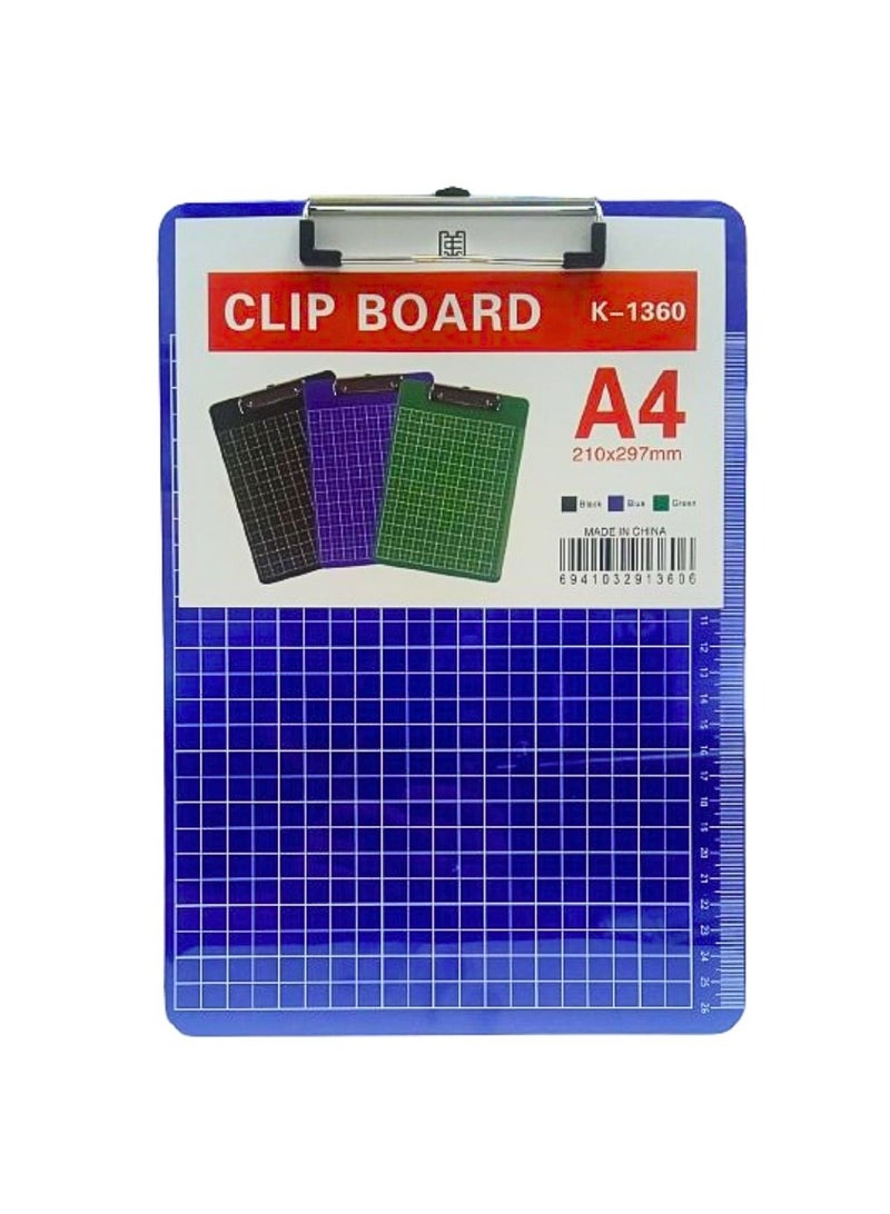 Plastic Clip Board Vertical A4 Size Blue - Image 2