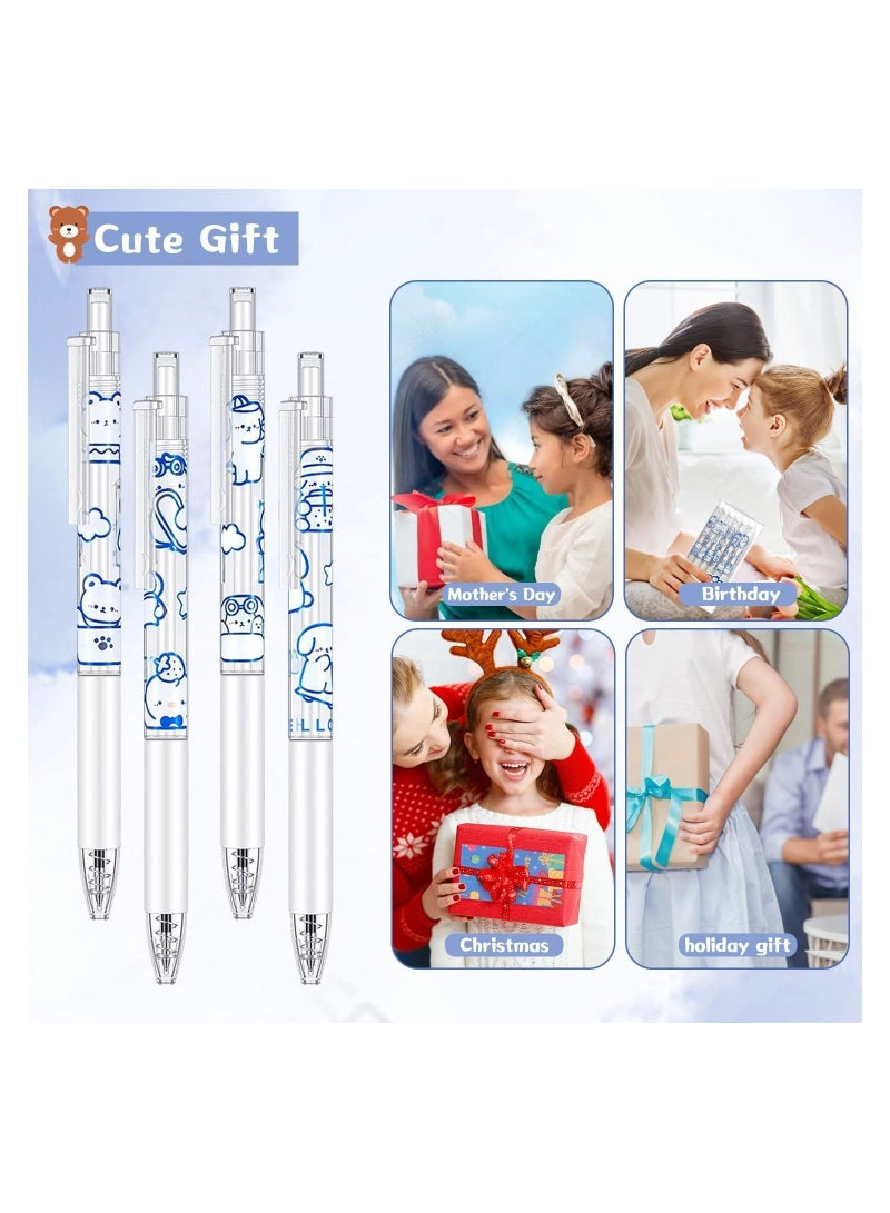 SYOSI أقلام جل، 6 قطع أقلام لطيفة حبر أسود قابلة للسحب 0.5 مم، أقلام جل كرتونية لطيفة للغاية هدايا للمدرسة والمكتب للأطفال والبنات والأولاد والنساء أقلام ممتعة للتدوين - Image 2