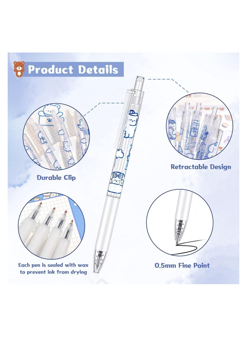 SYOSI أقلام جل، 6 قطع أقلام لطيفة حبر أسود قابلة للسحب 0.5 مم، أقلام جل كرتونية لطيفة للغاية هدايا للمدرسة والمكتب للأطفال والبنات والأولاد والنساء أقلام ممتعة للتدوين - Image 3