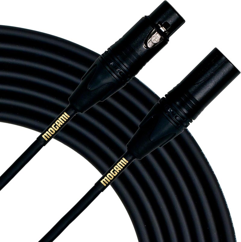 كابل ميكروفون موغامي جولد STUDIO-15 XLR - XLR-أنثوي إلى XLR-ذكري، 3 دبابيس، جهات اتصال ذهبية، 15 قدم