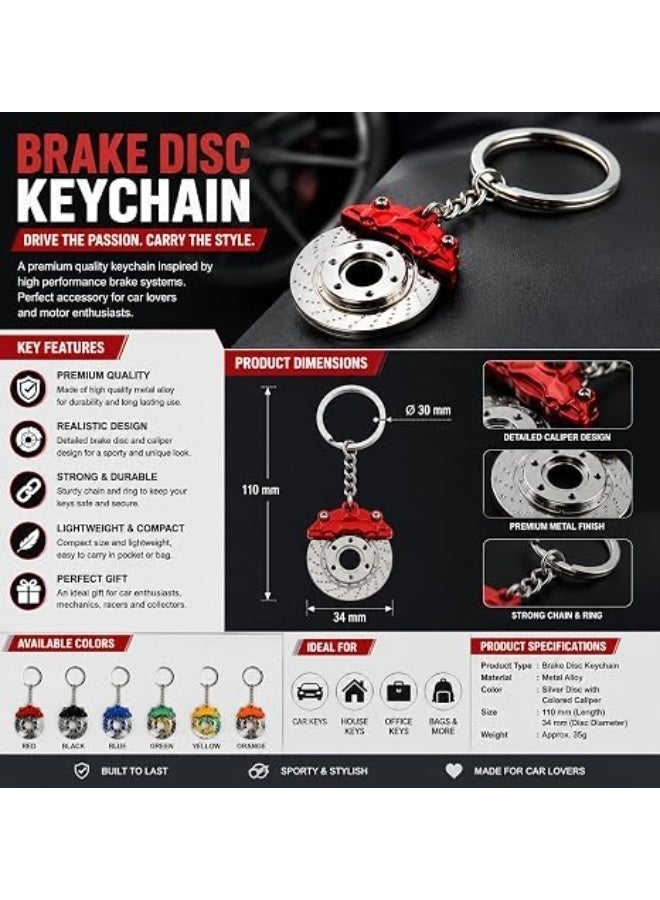 Alayjah Brake Disc & Caliber Keychain, Premium Metal Brake Rotor Design, Automotive Key Ring Accessory, Durable Car Lover Gift 11800006 - Image 3