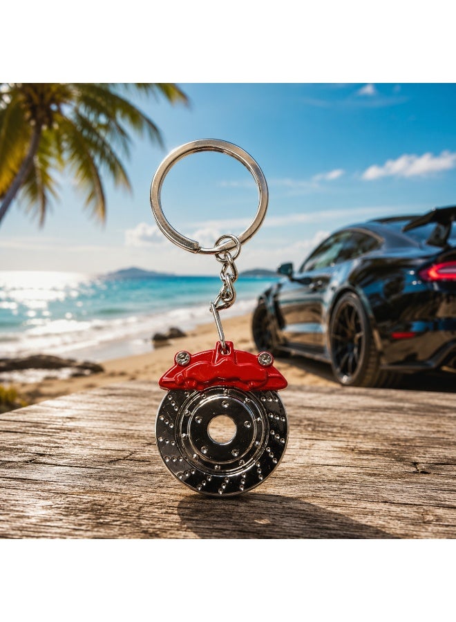 Alayjah Brake Disc & Caliber Keychain, Premium Metal Brake Rotor Design, Automotive Key Ring Accessory, Durable Car Lover Gift 11800006 - Image 4