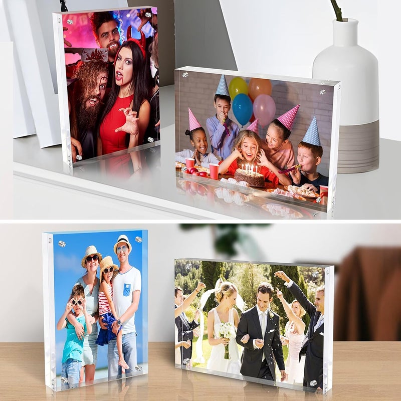 laapee 4x6 Inches Acrylic Picture Frames 1 Pack, Double Sided Magnetic Photo Frames,Free Standing on Desk or Table Clear Picture Frames - Image 3