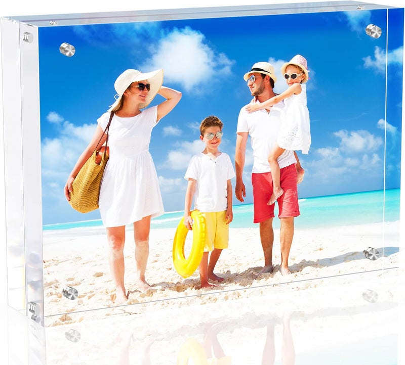 laapee 4x6 Inches Acrylic Picture Frames 1 Pack, Double Sided Magnetic Photo Frames,Free Standing on Desk or Table Clear Picture Frames - Image 1