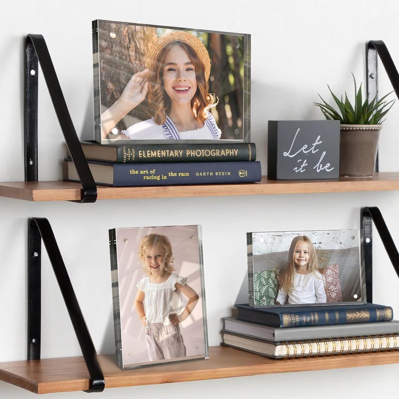 laapee 4x6 Inches Acrylic Picture Frames 1 Pack, Double Sided Magnetic Photo Frames,Free Standing on Desk or Table Clear Picture Frames - Image 5