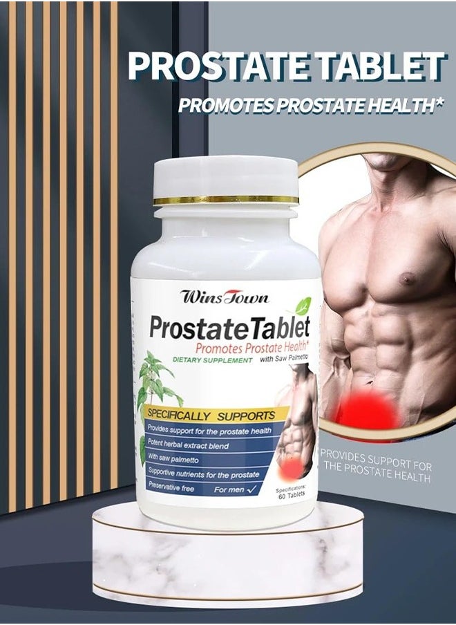 Wins Town - Prostate Tablet, Saw Palmetto Prostate Health Supplements for Men, Bladder & Urinary Relief, 60 Tablets - Image 1