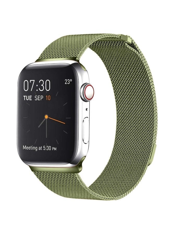 Generic - Replacement Strap Milanese Loop Magnetic Stainless Steel Watch Band for Apple Watch Ultra 49mm&Watch Ultra 2 49mm / Series 9&8&7 45mm / SE 3&SE 2&6&SE&5&4 44mm / 3&2&1 42mm Army Green - Image 1