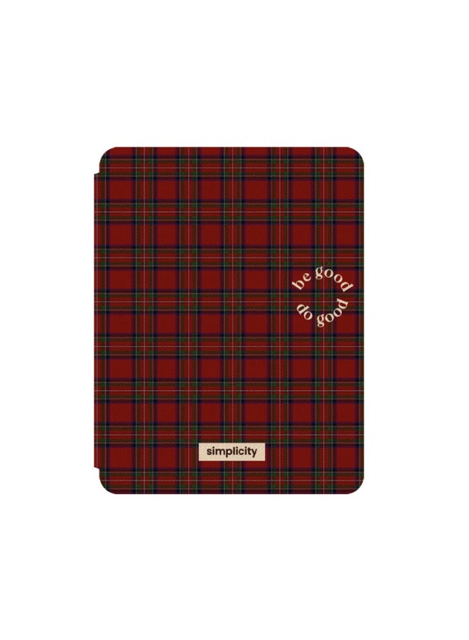 حافظة حماية Ins Retro Red Plaid لجهاز Ipad حافظة واقية Pro مزودة بفتحة قلم مضادة للانحناء ودعامة ثلاثية الطي Air4/5-اللون: منقوشة Love-3 طيات قابلة للتطبيق: iPad Air2024(13 بوصة) - Image 1