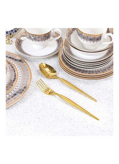 DANUBE HOME Charlotte 32 Piece New Bone China Dinner Set Serve 6 New Bone China Modern Houseware Dinner Set L37.5x27.5xH 28.5 cm Gold  - Image 4