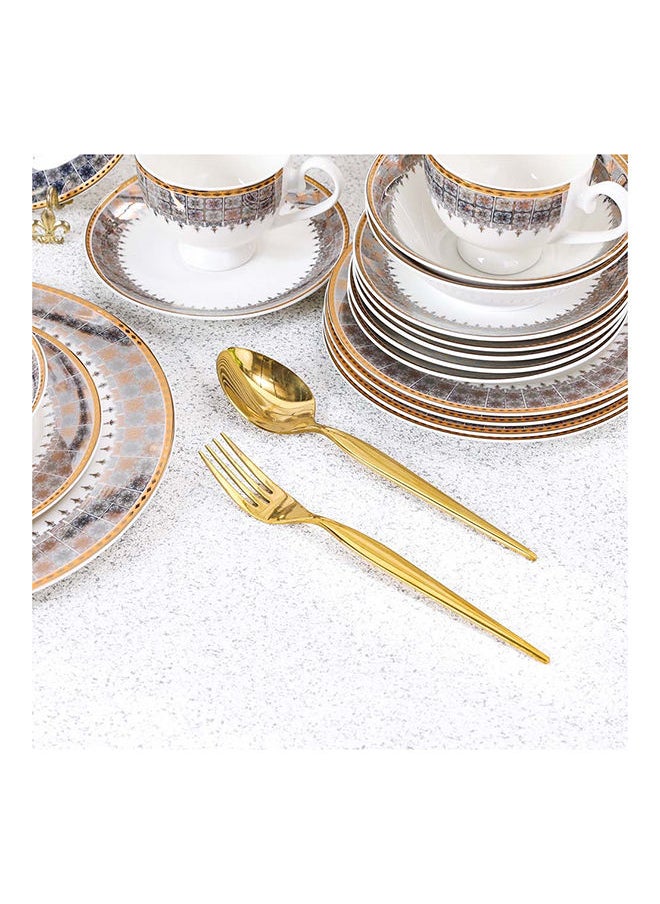 DANUBE HOME Charlotte 32 Piece New Bone China Dinner Set Serve 6 New Bone China Modern Houseware Dinner Set L37.5x27.5xH 28.5 cm Gold  - Image 4