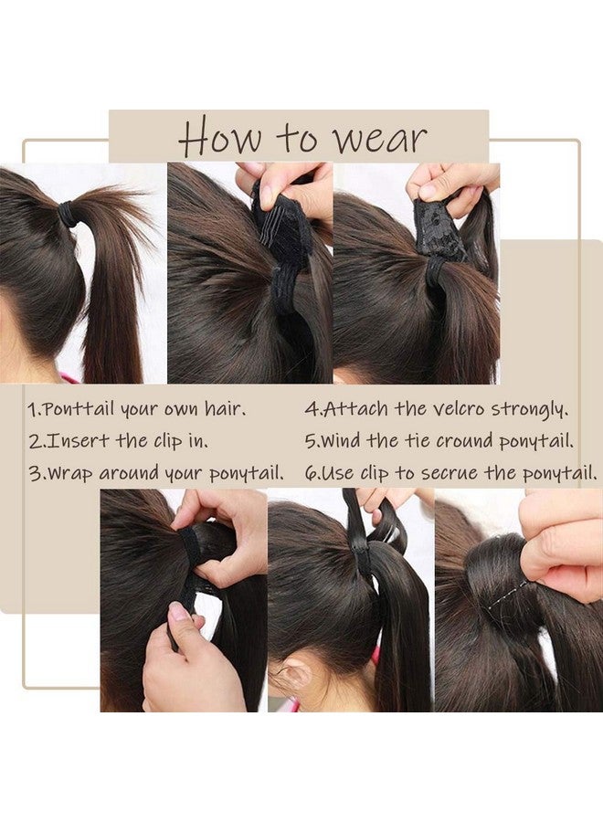 Gangel Ponytail Hair Extension Straight Pony Tails Wrap Around Hairpiece Claw Synbthetic Clip in Long Hair Extensions Magic Drawstring Pony Tail Hair Wraps(1 pc) (Black（1B）) - Image 4