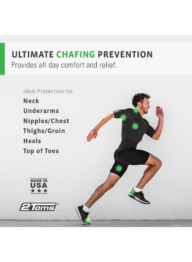 2Toms SportShield, Original Formula, All-Day Anti Chafe and Blister Prevention, Waterproof Protection from Chafing and Skin Irritation, Combo Pack, 1.5 Ounce Bottle & 6 Single Use Towelettes - Image 2