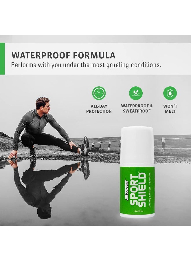 2Toms SportShield, Original Formula, All-Day Anti Chafe and Blister Prevention, Waterproof Protection from Chafing and Skin Irritation, Combo Pack, 1.5 Ounce Bottle & 6 Single Use Towelettes - Image 4