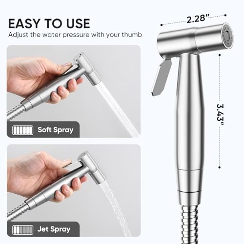 Arofa Handheld Bidet Sprayer for Toilet - 2 Pack Bidets Faucet for Existing Toilets Cloth Diaper Jet Sprayer, Stainless Steel Muslim Shower with Bidet Hose for Feminine Wash - Image 4