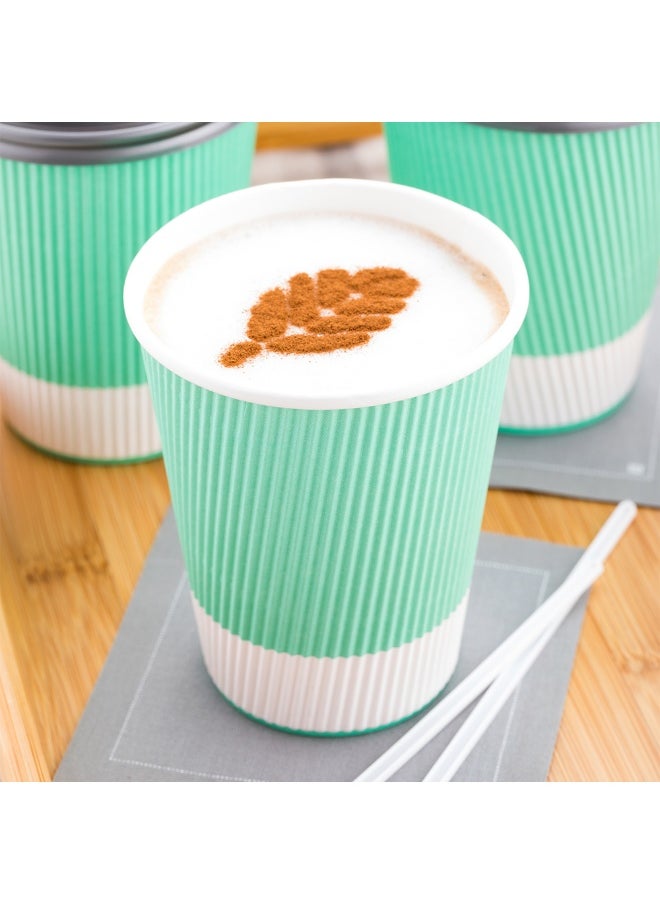 Restaurantware Restaurantware 12 Ounce Ripple Wall Disposable Coffee Cups, 500 Insulated Midnight Light Green Paper Tumblers with Rolled Rim Design, Lids Sold Separately for Hot Drinks like Tea, Hot Chocolate and More  - Image 3
