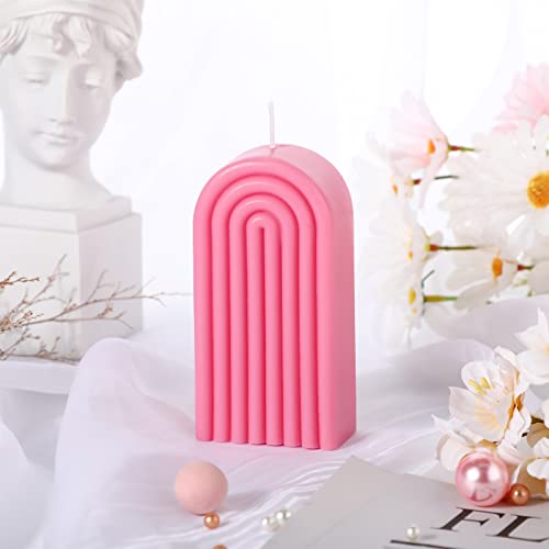 Coume Arch Shaped Candles Geometric Scented Aesthetic Candle Geometric U Shaped Candles Minimalist Candle Aroma Wax Art Decorative Soy for Spa Yoga Birthday Gift Home Party Decor(Pink) - Image 3