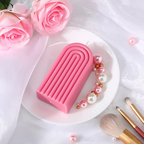 Coume Arch Shaped Candles Geometric Scented Aesthetic Candle Geometric U Shaped Candles Minimalist Candle Aroma Wax Art Decorative Soy for Spa Yoga Birthday Gift Home Party Decor(Pink) - Image 4