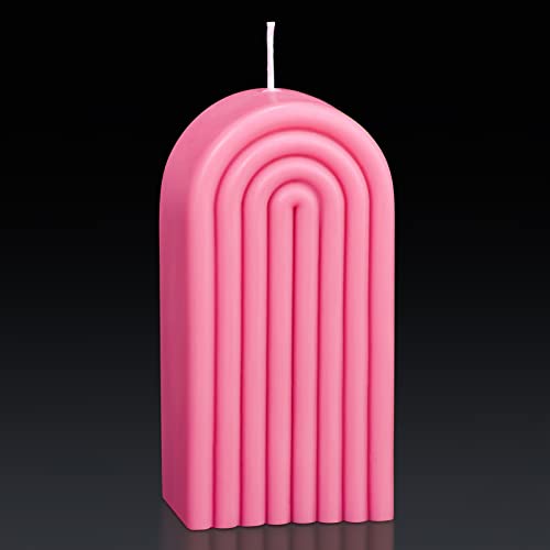 Coume Arch Shaped Candles Geometric Scented Aesthetic Candle Geometric U Shaped Candles Minimalist Candle Aroma Wax Art Decorative Soy for Spa Yoga Birthday Gift Home Party Decor(Pink) - Image 1