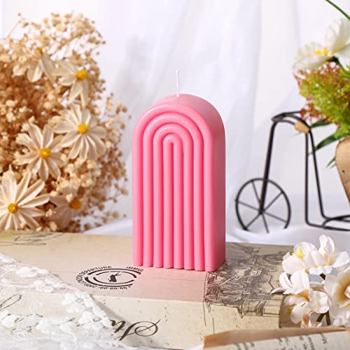 Coume Arch Shaped Candles Geometric Scented Aesthetic Candle Geometric U Shaped Candles Minimalist Candle Aroma Wax Art Decorative Soy for Spa Yoga Birthday Gift Home Party Decor(Pink) - Image 5