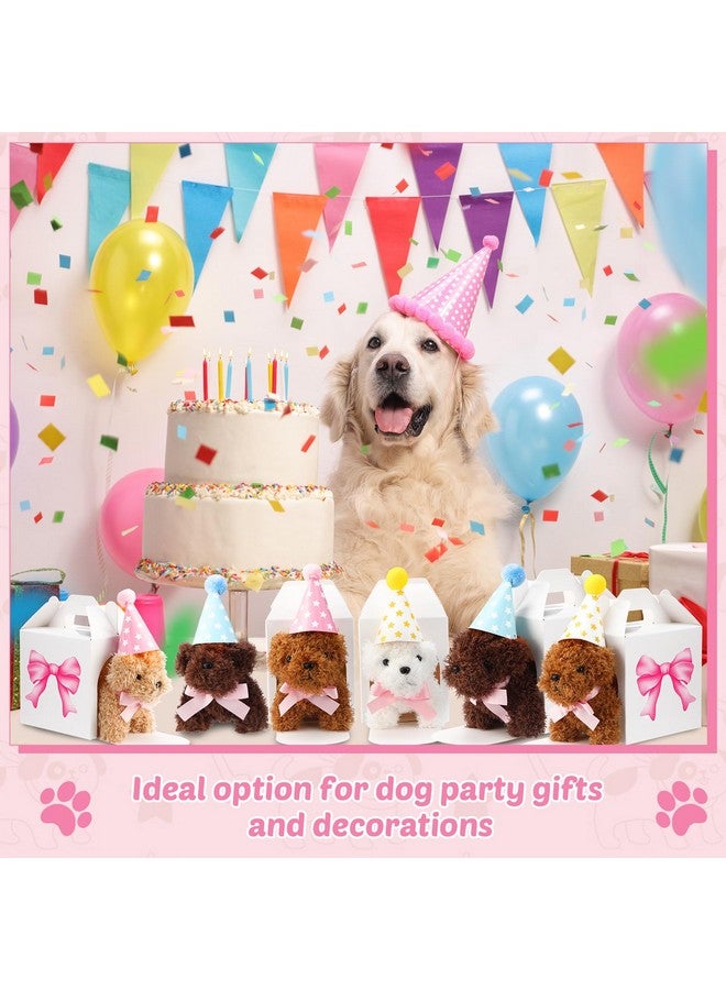 Vinsot 16 Set Mini Plush Dog Favors Gifts Adopt a Dog Set Include 16 Mini Stuffed Puppy with Bow 16 Cute Cone Hats 16 Kraft Paper Boxes for Puppy Animal Themed Birthday Party Supplies - Image 5