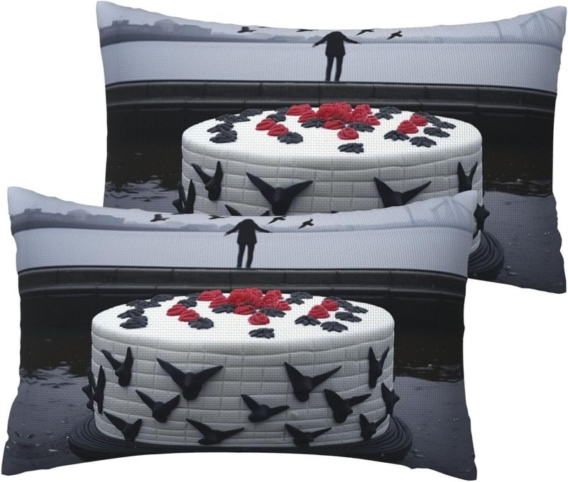 Unique and Stylish Pillow Cases - with Full-Sided Double-Sided Print, Perfect for Home Decor and Gifting Cake Sculpture Pattern 12"x20" - Image 1
