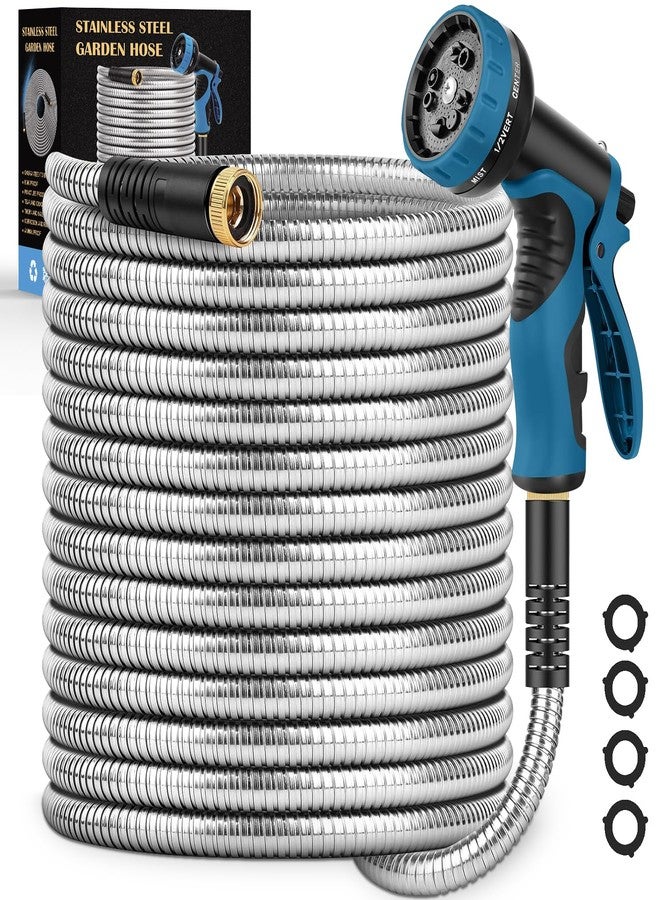 Tocebe Garden Hose, Water Hose with 10 Function Nozzle, Garden Hose Metal with Leak-proof Connectors, Kink-Free & Ultra Flexible, Rust/Pet/Puncture Proof (50 FT) - Image 1