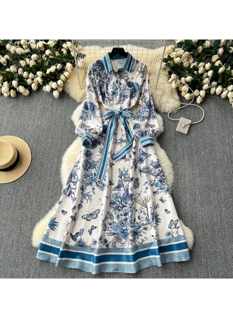 KUYING New Strap Waist Cinching Temperament Long Dress - Image 1