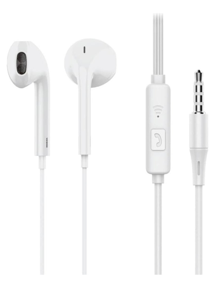 ELTRAZONE ET-E43 Wired Stereo Earphones with Mic – Premium Sound and Comfortable Fit for All-Day Wear (White) - Image 1