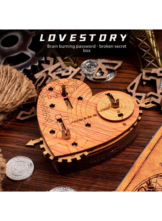 لغز أحجية Cupid Love Box وألغاز خشبية سريعة الشحن رائجة البيع - اللون: رمادي أسود لون الجوز (حجم كبير) يمكنك صنعه بنفسك - Image 2