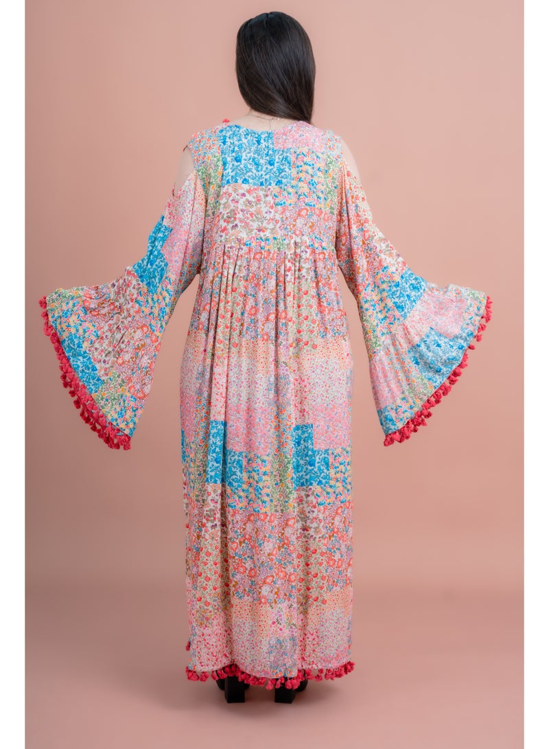 اكسا جلابية أنيقة بأكمام طويلة للمناسبات الرسمية متعددة الألوان - Image 4