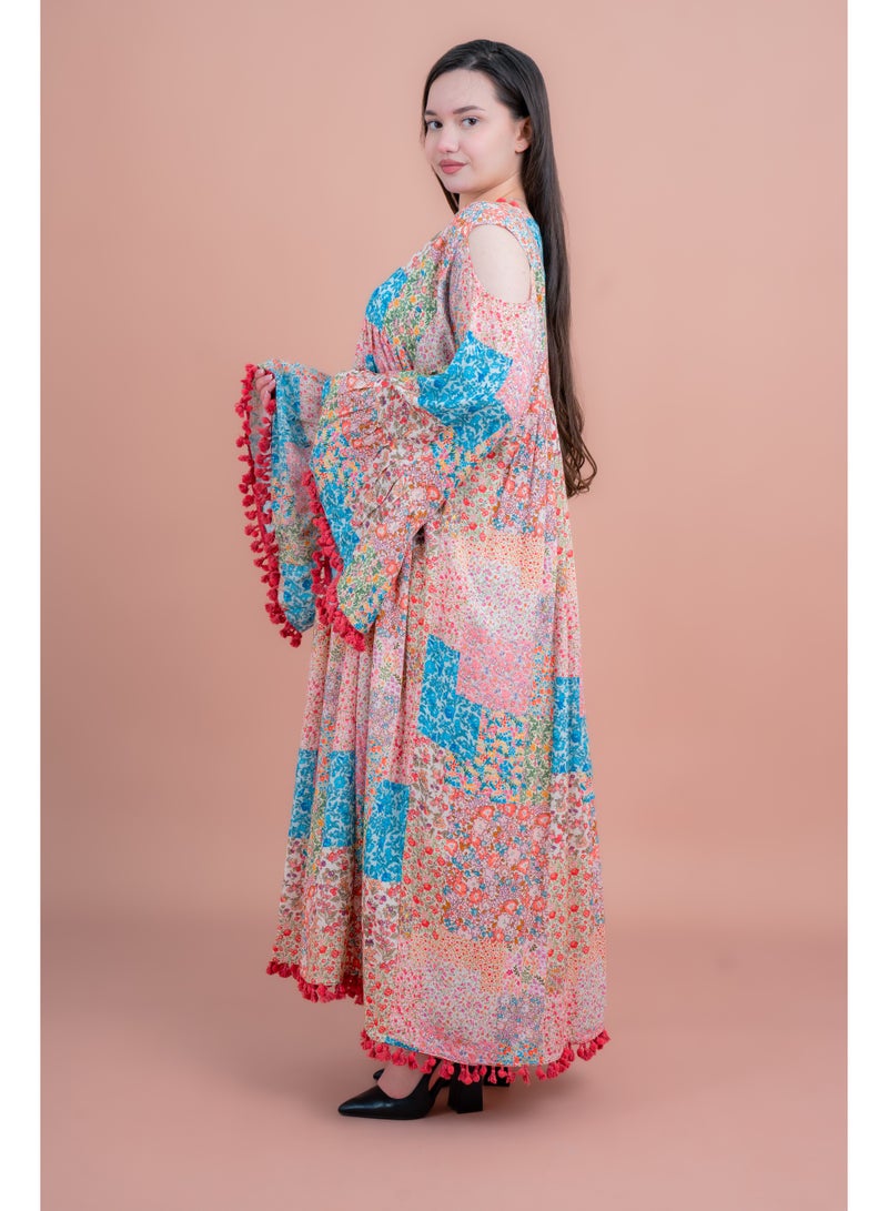 اكسا جلابية أنيقة بأكمام طويلة للمناسبات الرسمية متعددة الألوان - Image 2